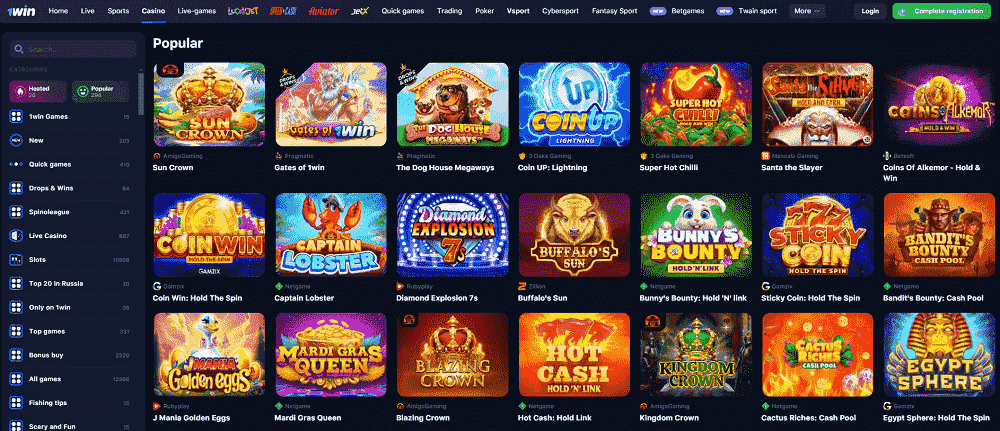 1win casino games